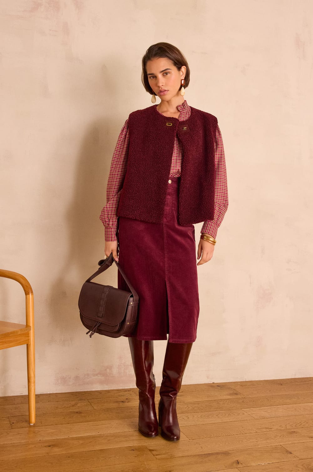 CLEO straight corduroy skirt;${refinementColor}