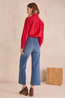Cropped jeans with braided details ROMA;${refinementColor}