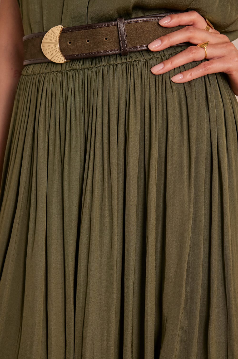 CRYSTAL pleated skirt;${refinementColor}