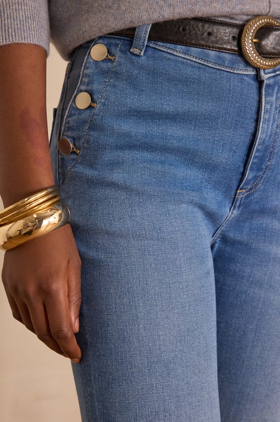 NINON flare cotton jeans;${refinementColor}