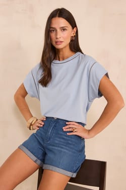 Short-sleeve cotton T-shirt LOUISE;${refinementColor}