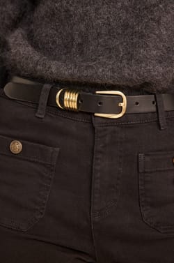EVE black slim leather belt;${refinementColor}