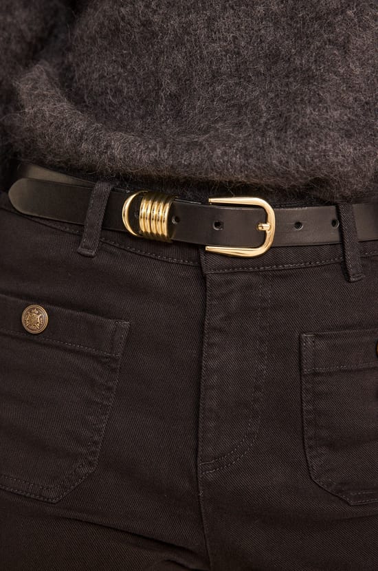 EVE black slim leather belt;${refinementColor}