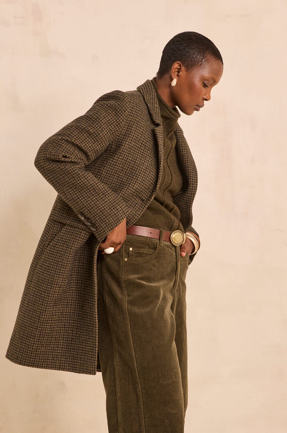 Checkered coat prince of wales pattern ANABELLE;${refinementColor}