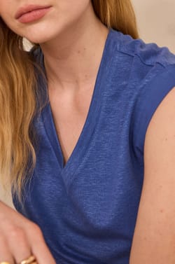 LYNA sleeveless linen blend T-shirt;${refinementColor}