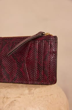 Valentin leather python effect card holder;${refinementColor}