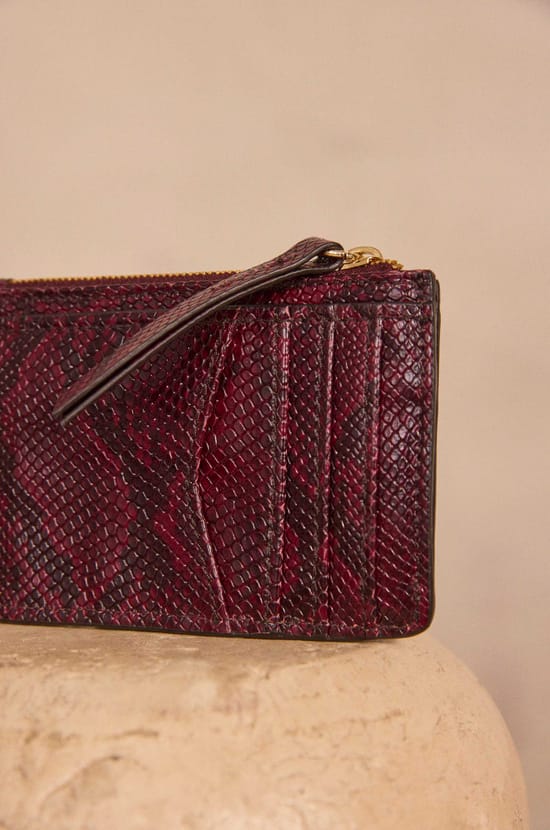 Valentin leather python effect card holder;${refinementColor}