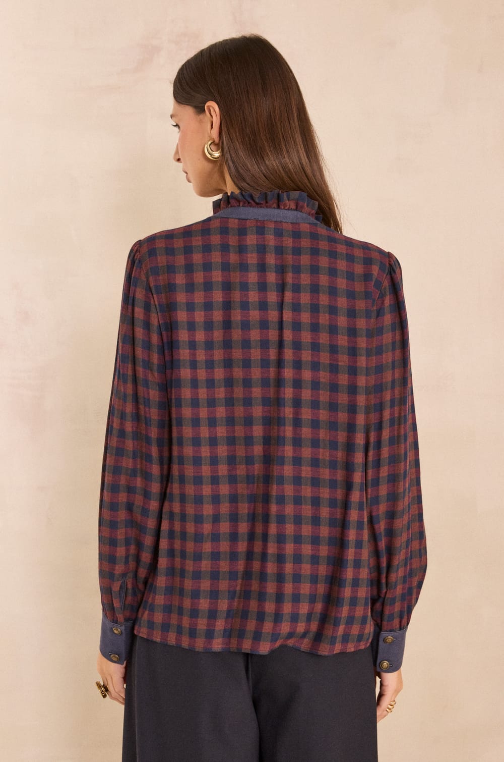 MARIELLE checkered blouse;${refinementColor}