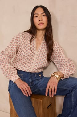 Printed cotton blouse DENNY;${refinementColor}