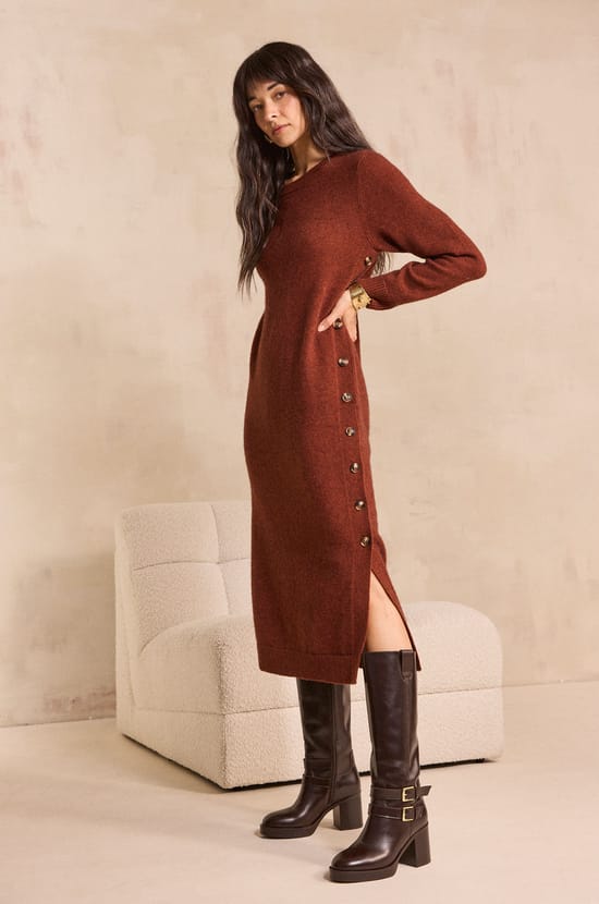 Phoebee mixed wool and yak knit dress;${refinementColor}