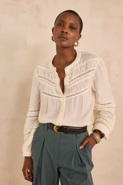 MAYA long-sleeve embroidered blouse;${refinementColor}
