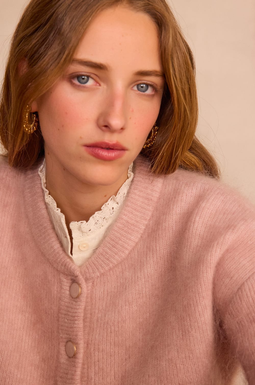 LOU Cardigan in mohair and wool;${refinementColor}