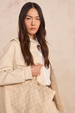 Sac en jean &agrave; carreaux Audrey Lombard x Maison 123 BIGGIE;${refinementColor}