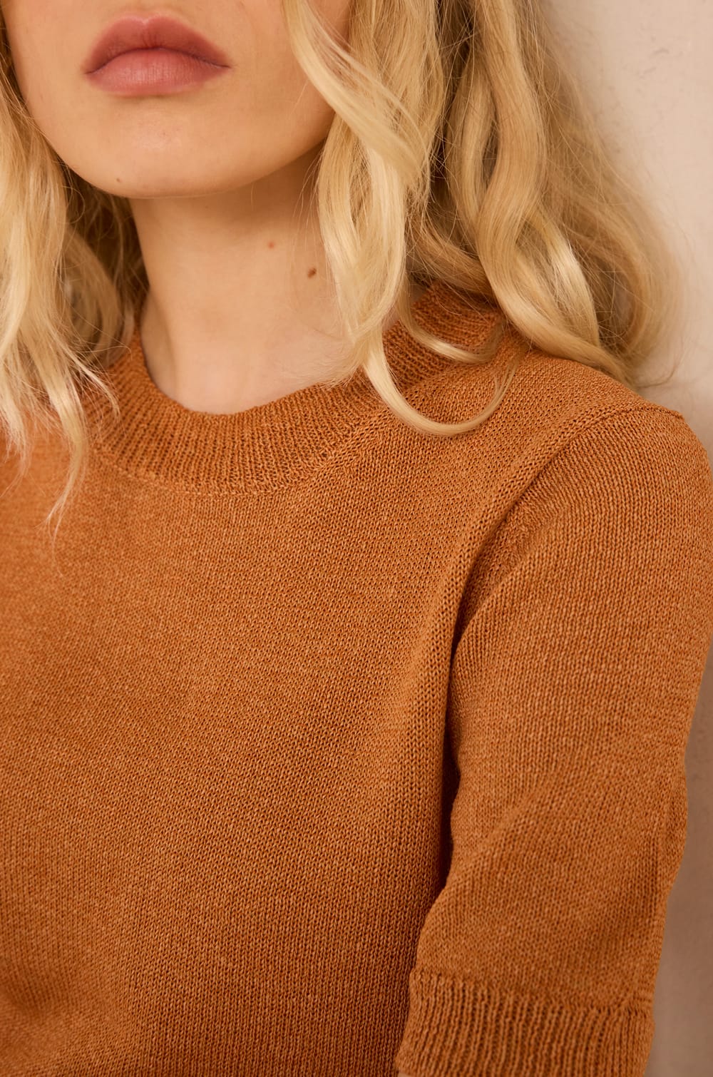 Short sleeve cotton blend AMANDA sweater;${refinementColor}