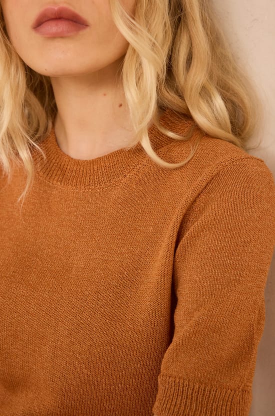 Short sleeve cotton blend AMANDA sweater;${refinementColor}