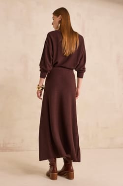 Long skirt in blended wool VIOLAINE;${refinementColor}