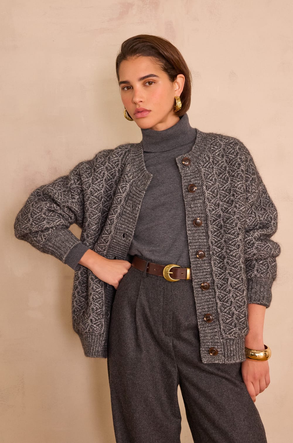 COSMO cardigan in mohair and wool;${refinementColor}