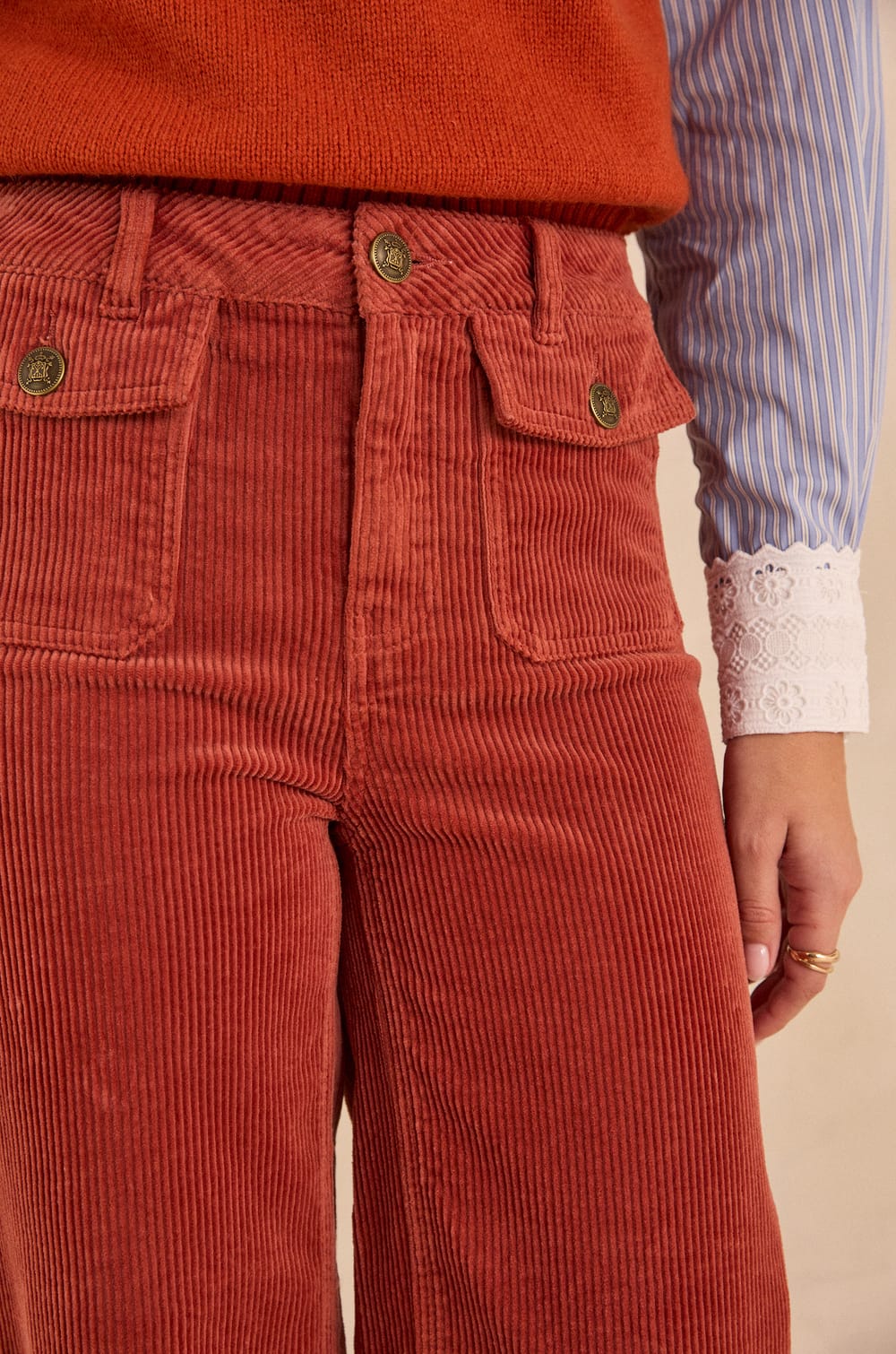 Wide cotton velvet pants STELLA BIS;${refinementColor}