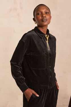 Mirabelle velvet blouse with sequins;${refinementColor}