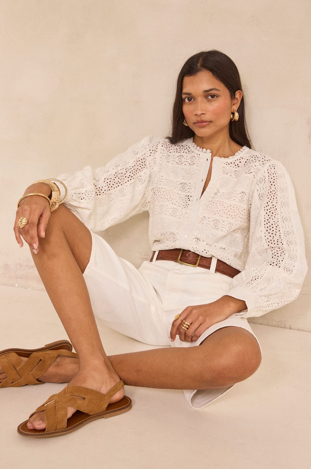 Bermuda en coton m&eacute;lang&eacute; RAYAN;${refinementColor}