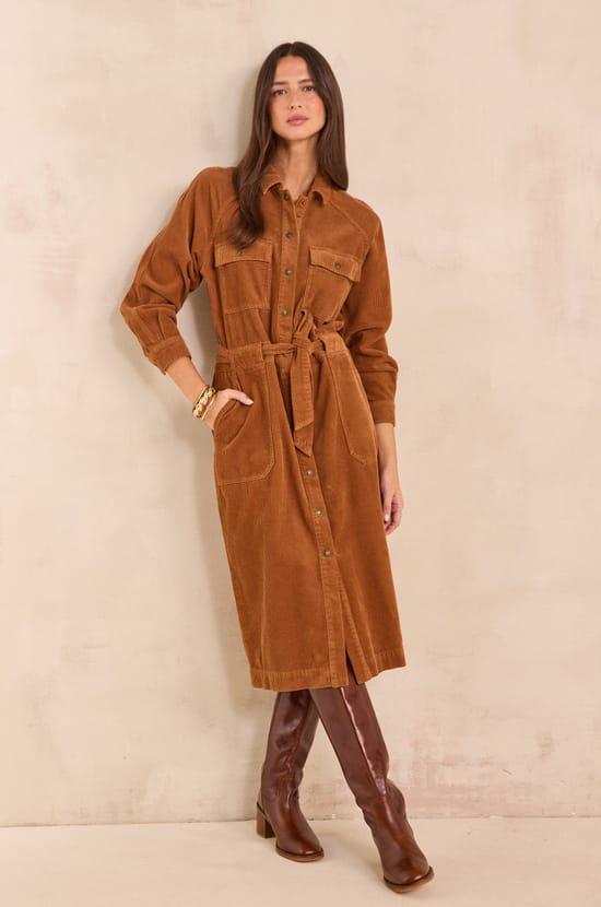 Robe en coton velours c&ocirc;tel&eacute; BETANIE;${refinementColor}