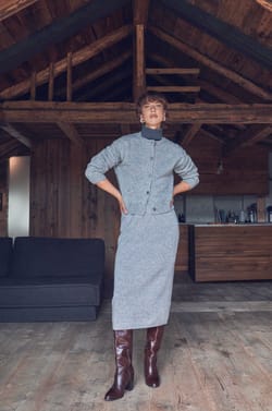 CALINE straight wool skirt;${refinementColor}