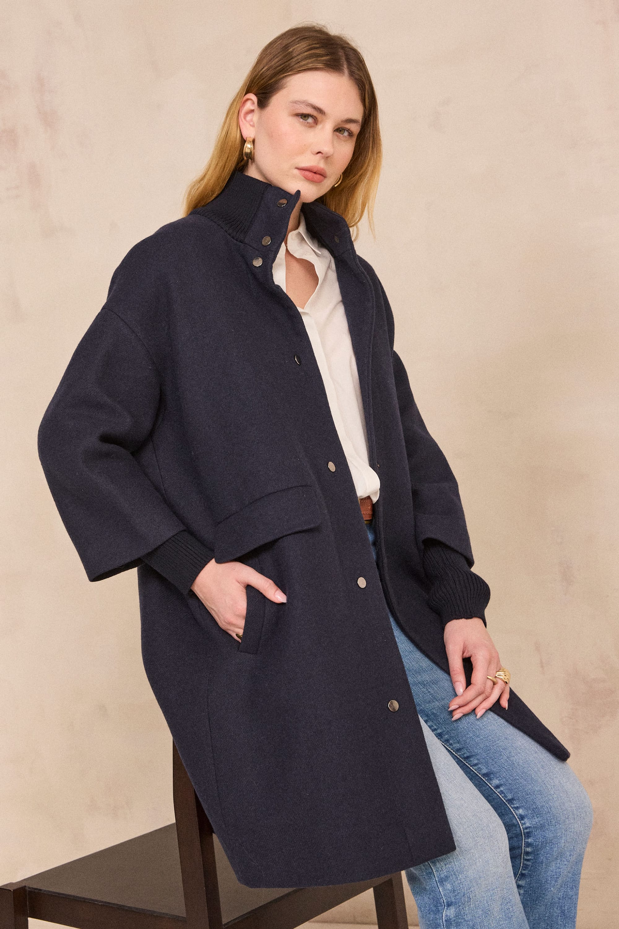 ジャケット・アウター MAISON SPECIAL import fabric wool coat Midi wool coat with wraparound collar - Women | MANGO OUTLET USA