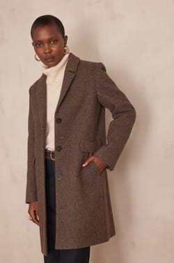 ANABELLE coat with chevron pattern;${refinementColor}