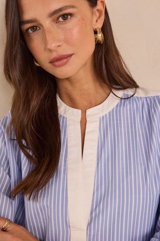 Blouse ray&eacute;e &agrave; manches longues MANAELLE;${refinementColor}