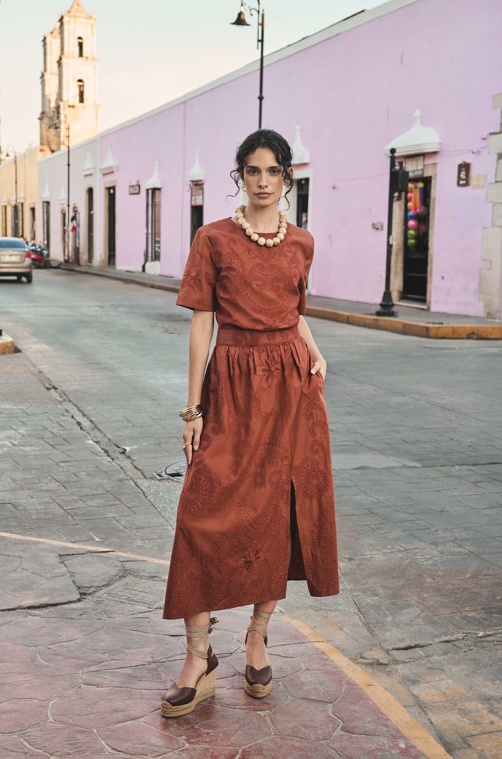 Embroidered skirt OLIE;${refinementColor}