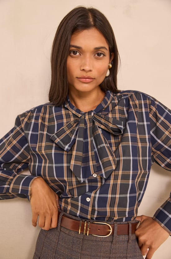 Long sleeve cotton blouse MANDY;${refinementColor}
