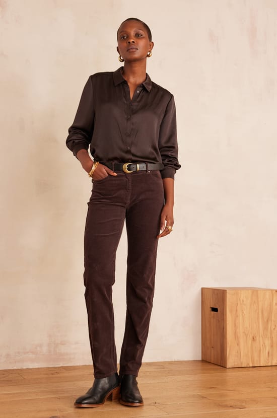Straight cotton velvet trousers MARCUS;${refinementColor}