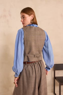 Sleeveless prince of wales printed vest BABEL;${refinementColor}