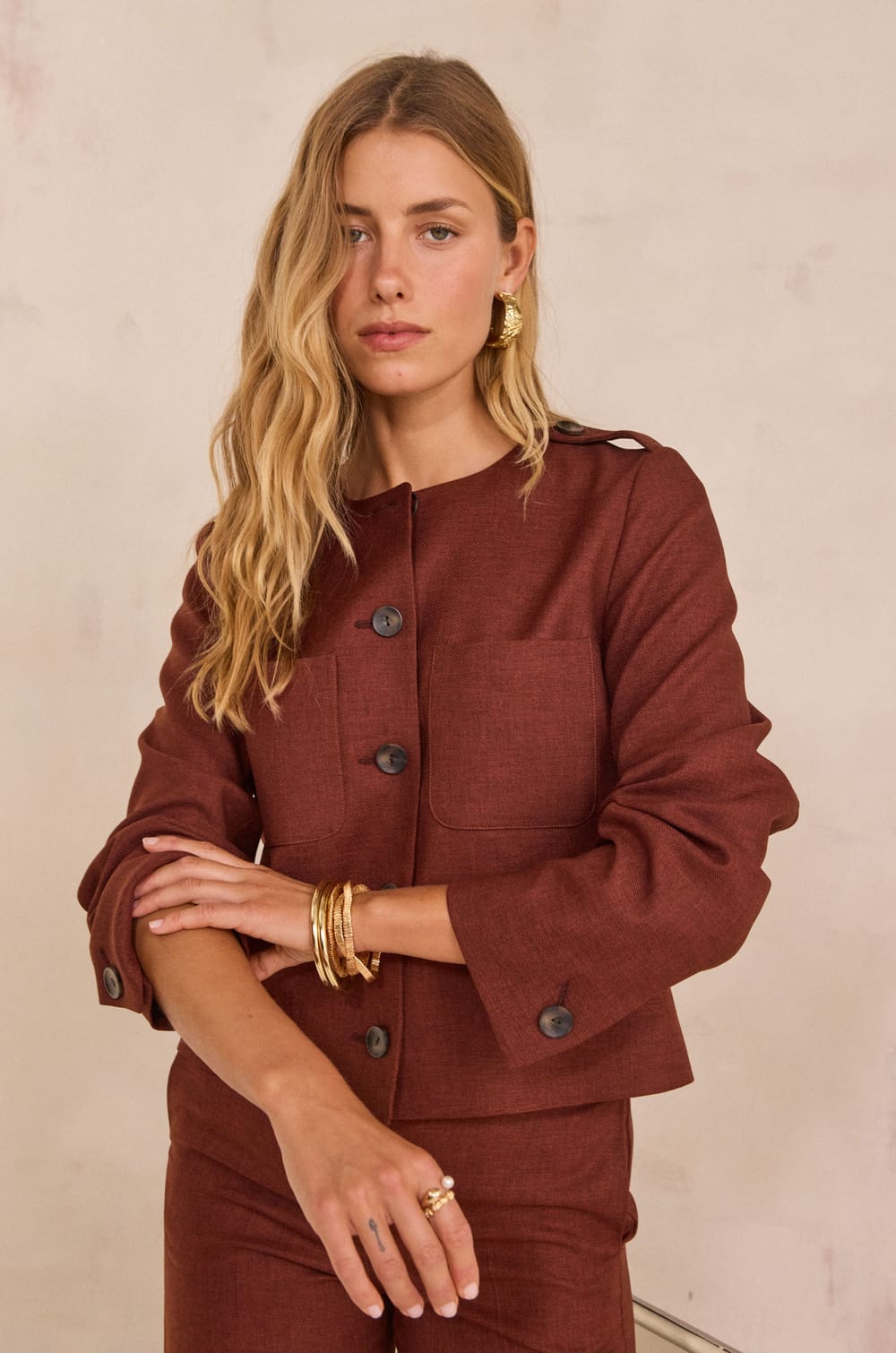 VIRGILE structured short jacket;${refinementColor}