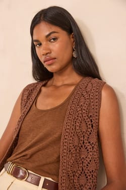 Sleeveless cotton crochet vest ANGELE;${refinementColor}