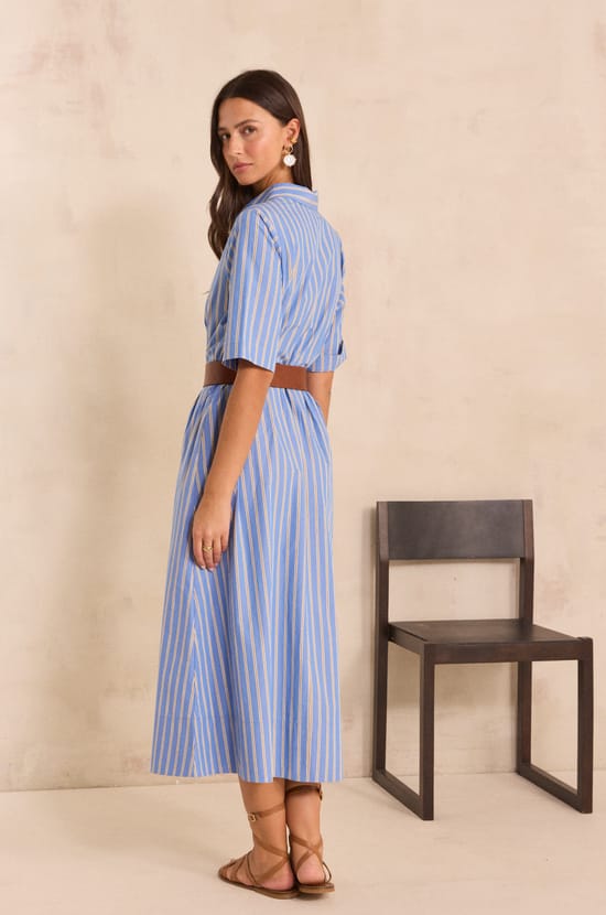Striped cotton trapeze dress PALMA;${refinementColor}