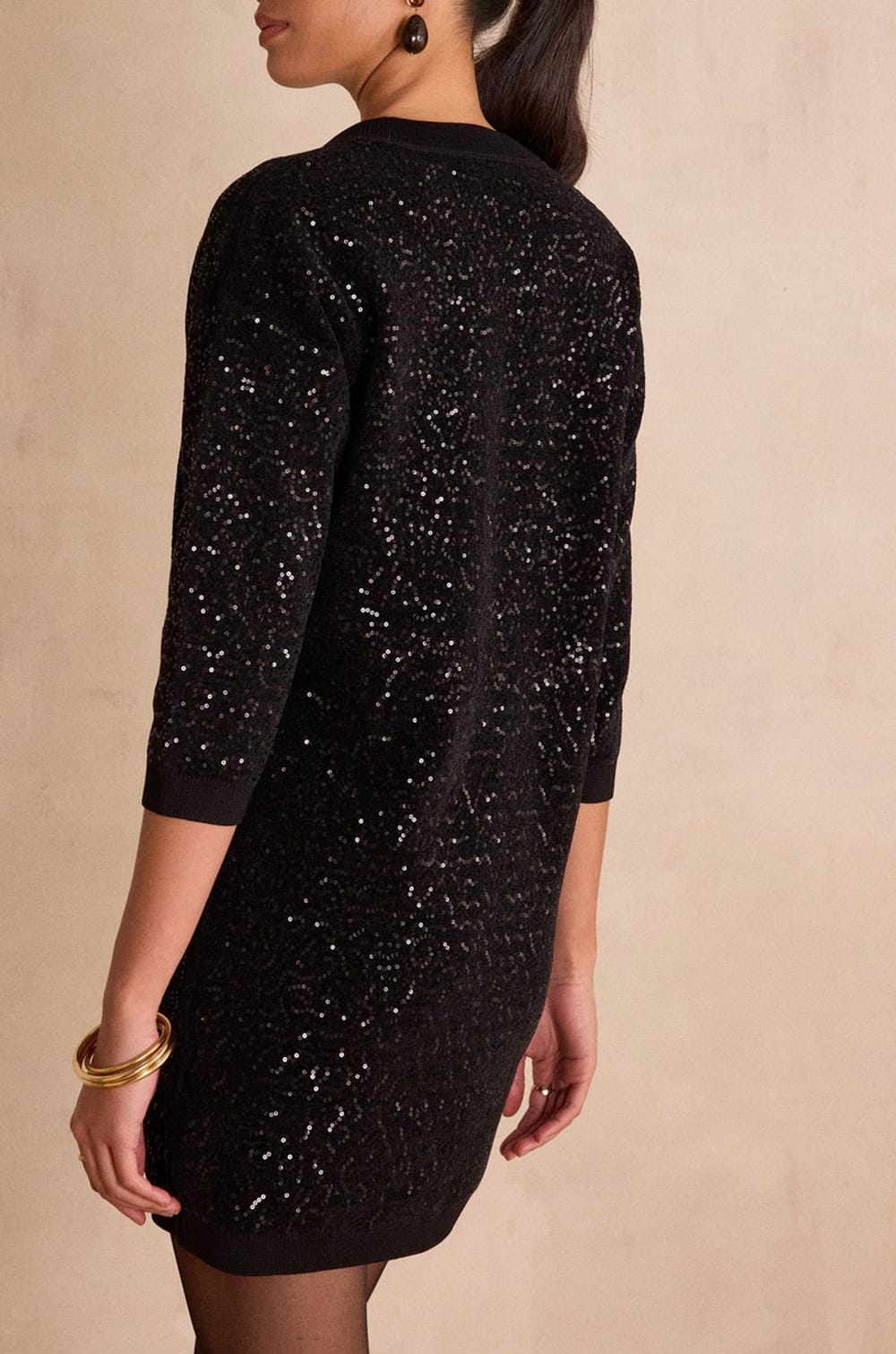 Robe courte en maille &agrave; sequins REVEILLON;${refinementColor}