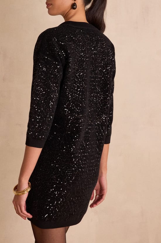 Robe courte en maille &agrave; sequins REVEILLON;${refinementColor}