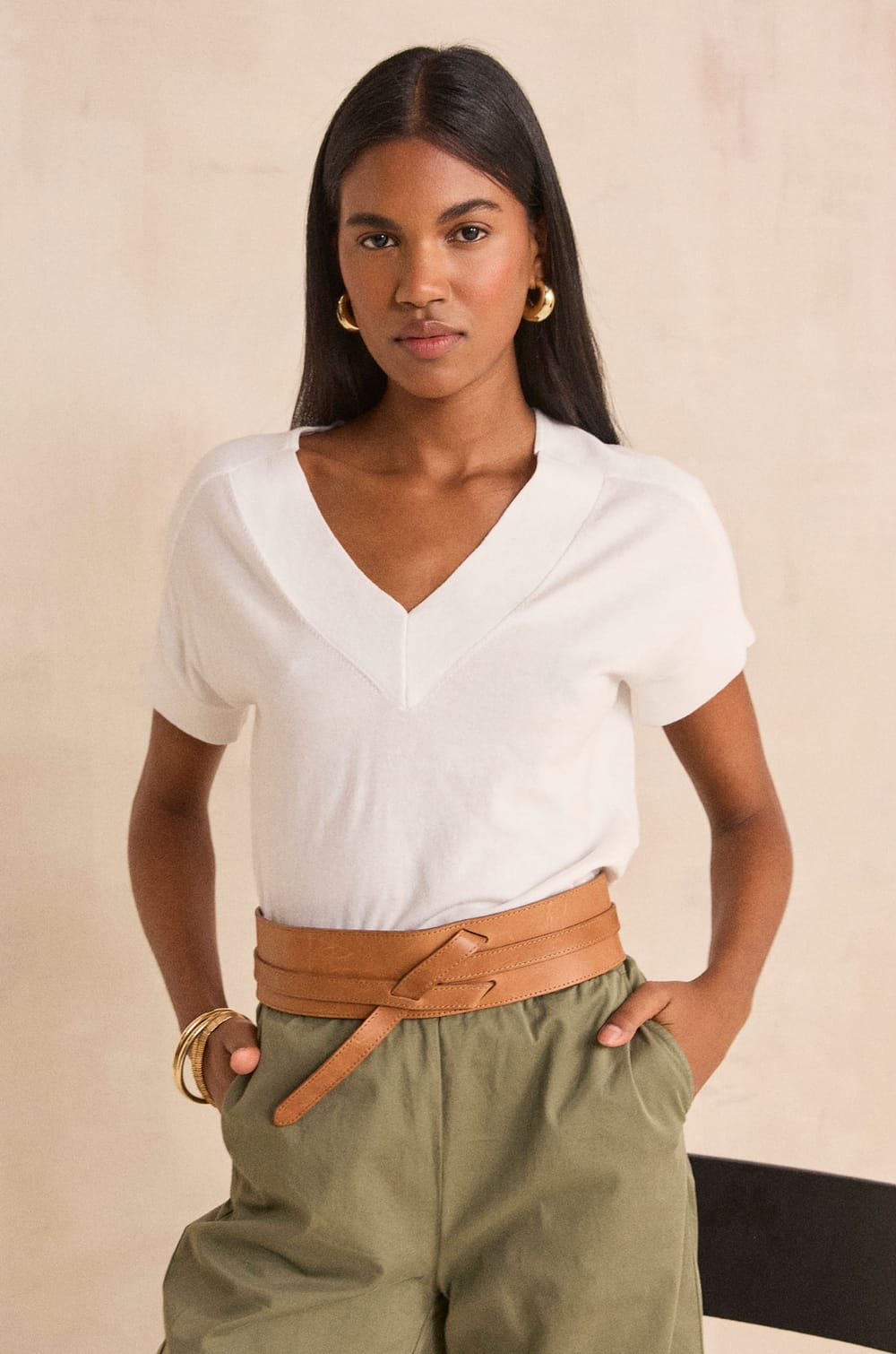 Pretty short-sleeved cotton top;${refinementColor}