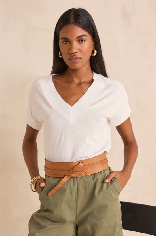 Pretty short-sleeved cotton top;${refinementColor}