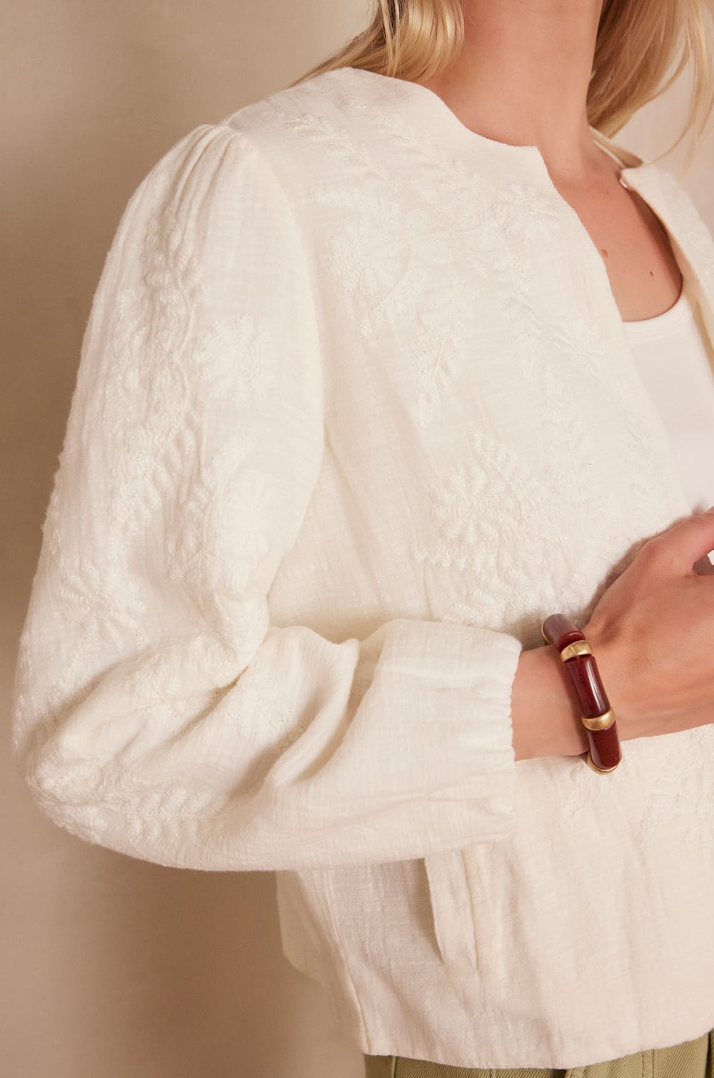 PAMINA embroidered cotton jacket;${refinementColor}