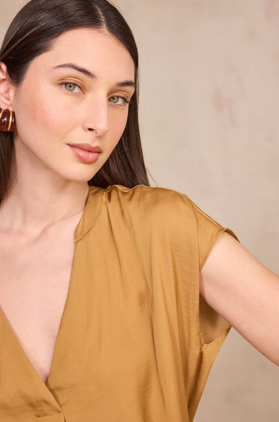 Satin short-sleeved top PHANY;${refinementColor}