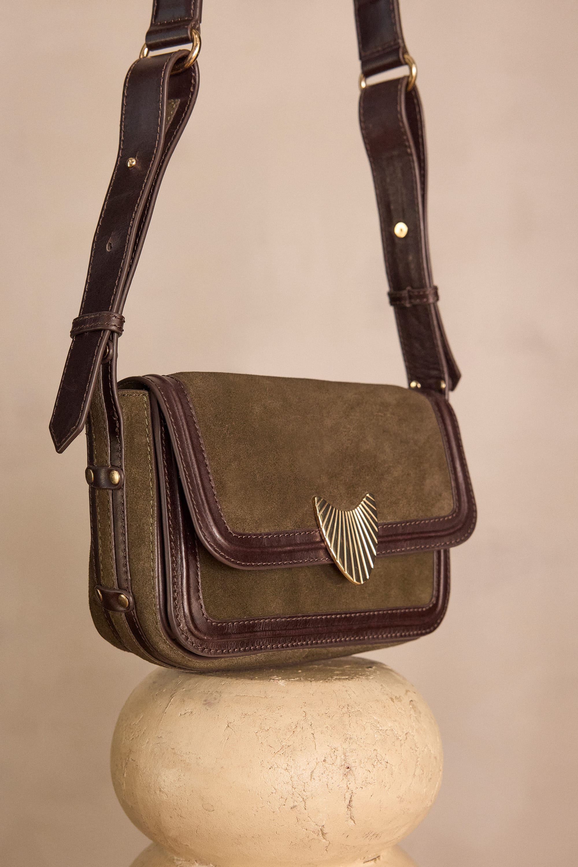 LEONARD MINI leather bag woman | KHAKI | Maison 123