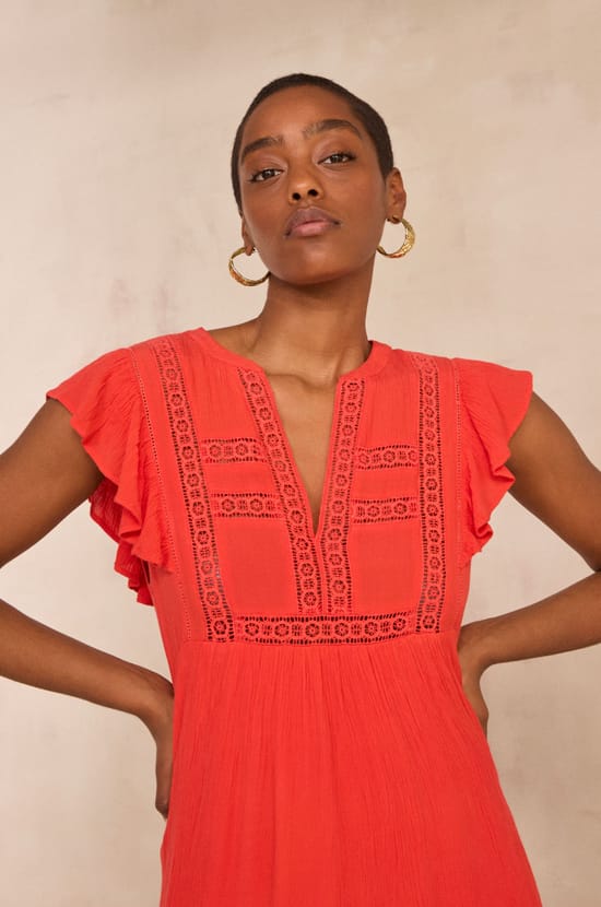 Sleeveless flowy short dress BAYA;${refinementColor}