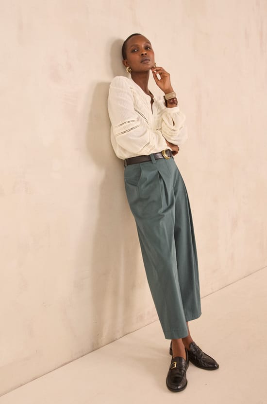 MAYA long-sleeve embroidered blouse;${refinementColor}
