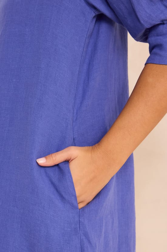 Straight linen dress BLINNY;${refinementColor}