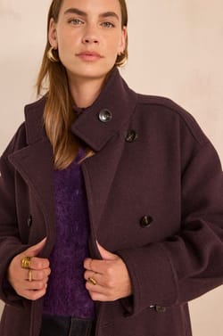 Eggplant mixed wool coat CASSIDY;${refinementColor}