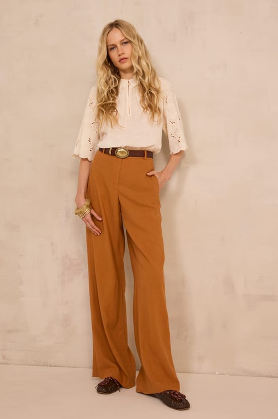 TAMINA wide linen blend pants;${refinementColor}