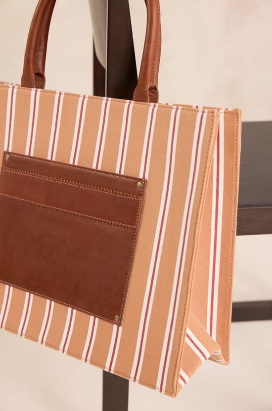 Striped cotton tote bag MATT;${refinementColor}