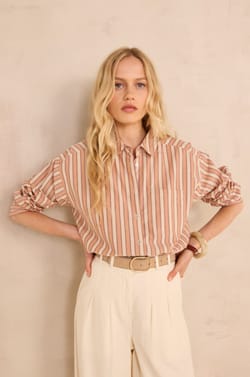 MARILOU striped long-sleeve cotton shirt;${refinementColor}
